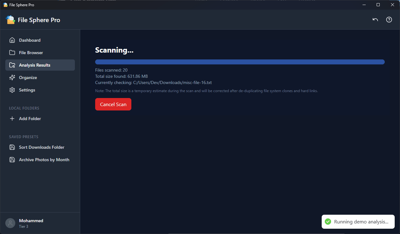 Animated GIF of File Sphere Pro's Deep File Analysis treemap view